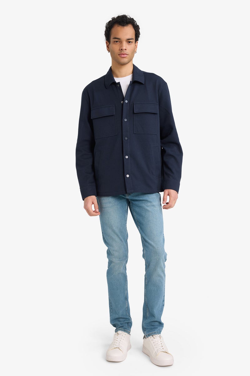 DeFacto Blue Man Regular Fit Long Sleeve Overshirt Casual - Image 2